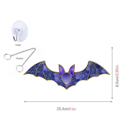 Geometric pumpkin bat ghost acrylic Halloween decoration with 60cm chain and suction cup hook