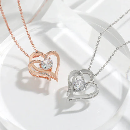 Heart-shaped pendant necklace with sparkling rhinestones, a stylish and elegant accessory for women