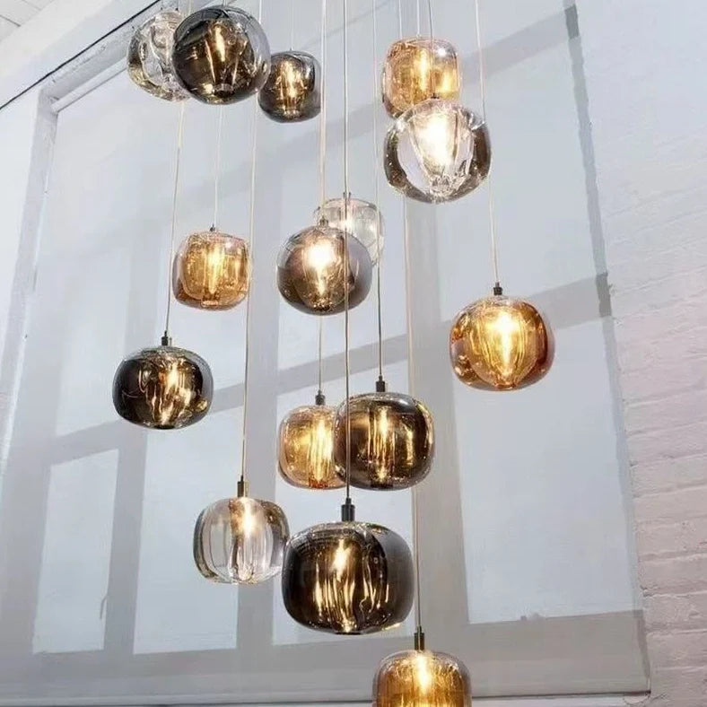 Nordic designer crystal chandelier with geometric arrangement available in large and small sizes