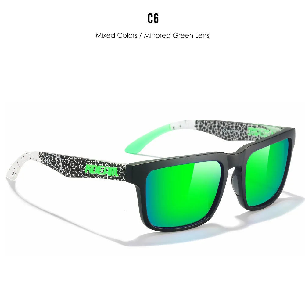 Square polarised sunglasses with TAC lenses and PC frames in multiple colour options.