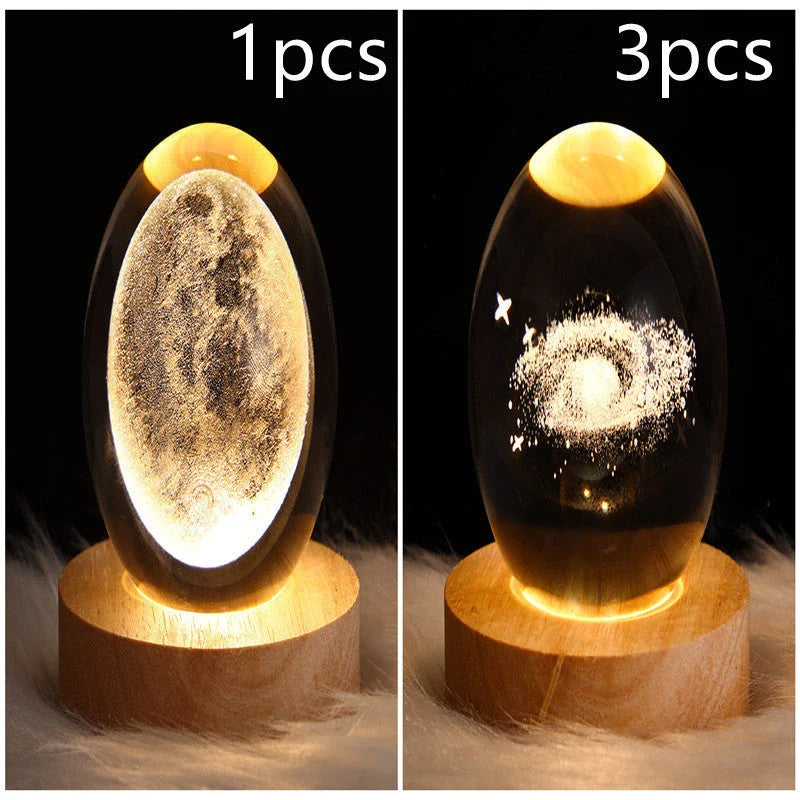 Enchanting galaxy crystal ball night light with 3D pattern, creating a mesmerizing celestial display for bedroom decor