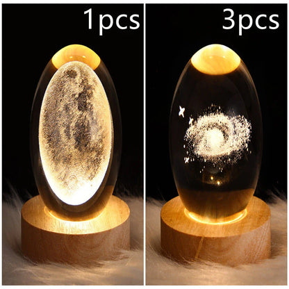 Enchanting galaxy crystal ball night light with 3D pattern, creating a mesmerizing celestial display for bedroom decor