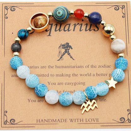 Handcrafted zodiac bracelets with natural stone beads and constellation designs