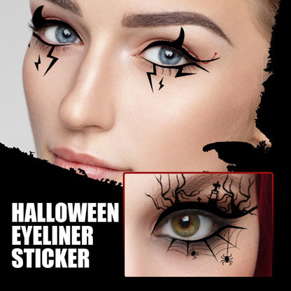 Bat and spider shaped eyeliner sticker set with 8 pairs for Halloween face makeup