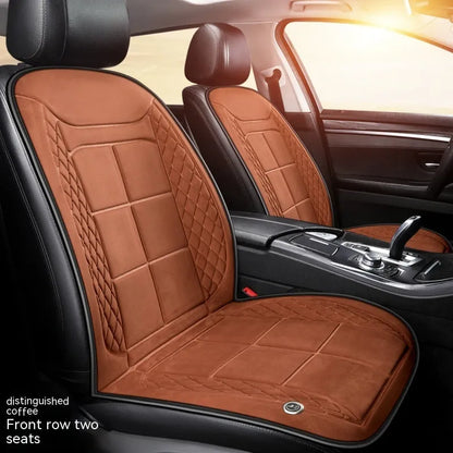 Auto heating car seat cushion for winter driving in beige, black or coffee colours