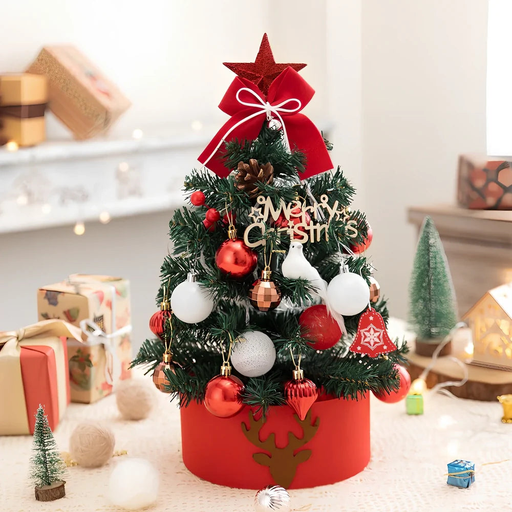 Red and white desktop Christmas tree in 45cm and 60cm sizes with PVC branches