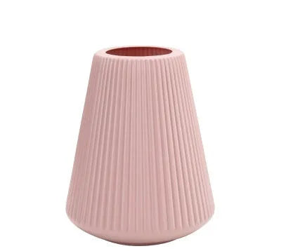 Melamine plastic decorative vase in blue colour measuring 16cm diameter by 20cm height with simple style