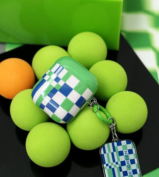 Green grid soft TPU earphone cover for Apple AirPods 1, 2 and AirPods Pro