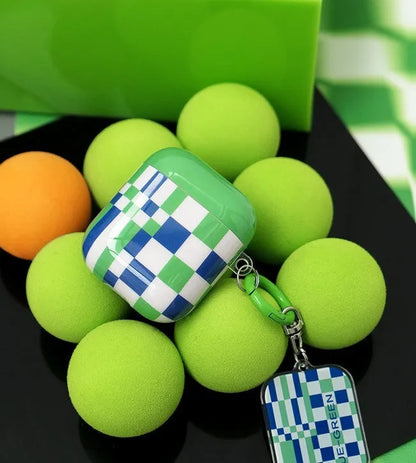 Green grid soft TPU earphone cover for Apple AirPods 1, 2 and AirPods Pro