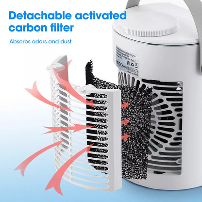 Compact USB-powered mini air cooler with humidification spray, bladeless design for safety