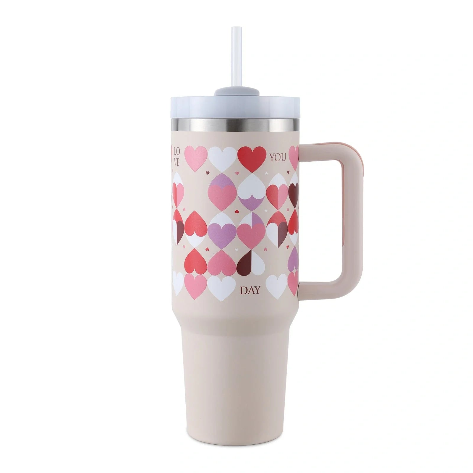 40oz stainless steel straw coffee mug with handle, ideal for travel