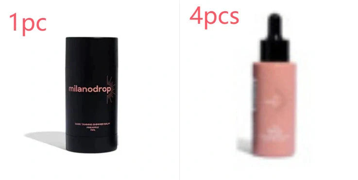 Matte Sun Tanning Black Liquid set with 50ml tanning drops bottle, 75ml flash cream tube, and black essence applicator