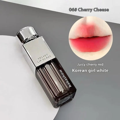 Matte soft mist lipstick in six velvet shades including cream smoked apricot and cherry frost