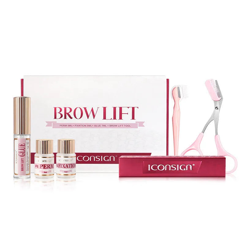 Pink eyebrow quick ironing tool in complete eyebrow perm kit set