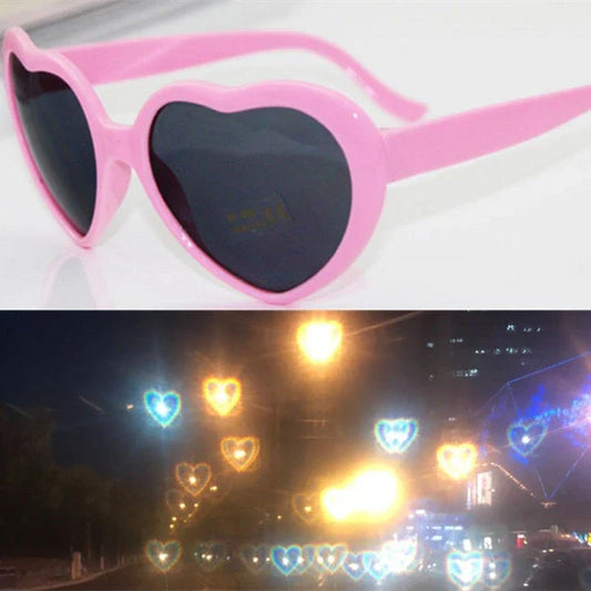 Fashionable heart-shaped light-up glasses with a built-in LED lighting system, perfect for adding a touch of love and playfulness to any occasion.