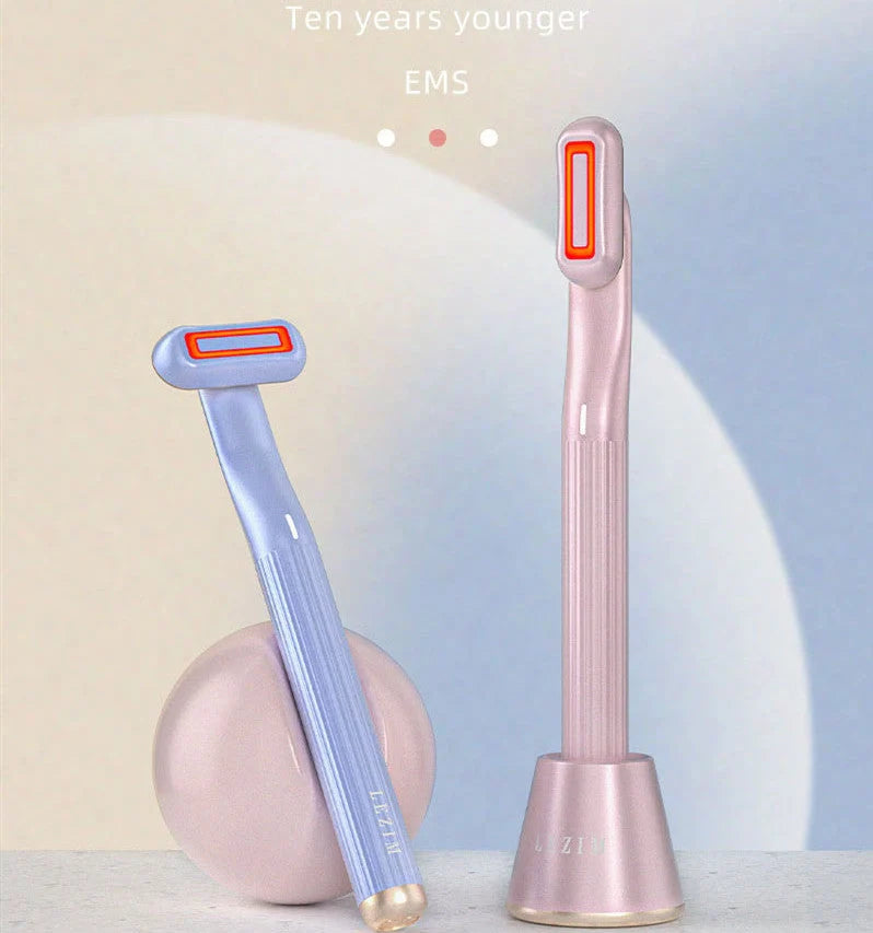 360 Degrees Rotary Eye Massage Wand with red LED light therapy and therapeutic warmth