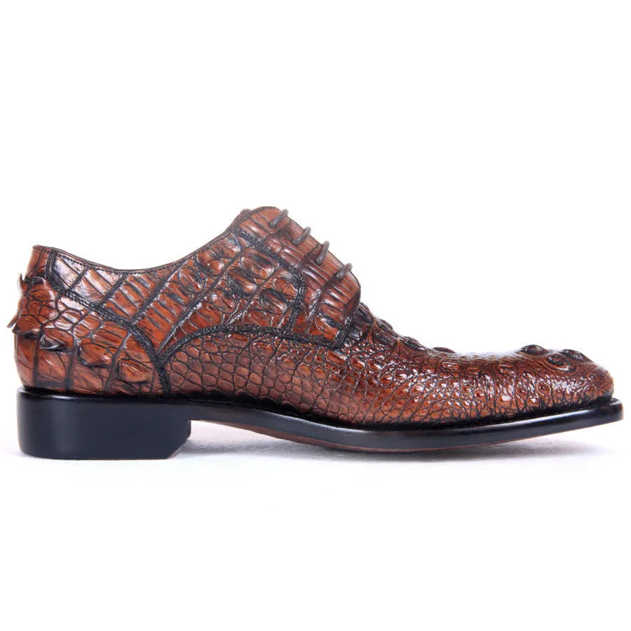Men's brown crocodile skin leather dress shoes, low upper, breathable, business Korean style, sizes 38-47.