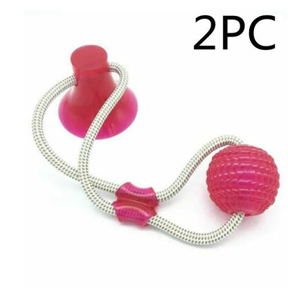 Dog biting sucker multifunction pet molar bite toy with rubber, TPR and cotton fibre rope in red, blue, green, orange or purple