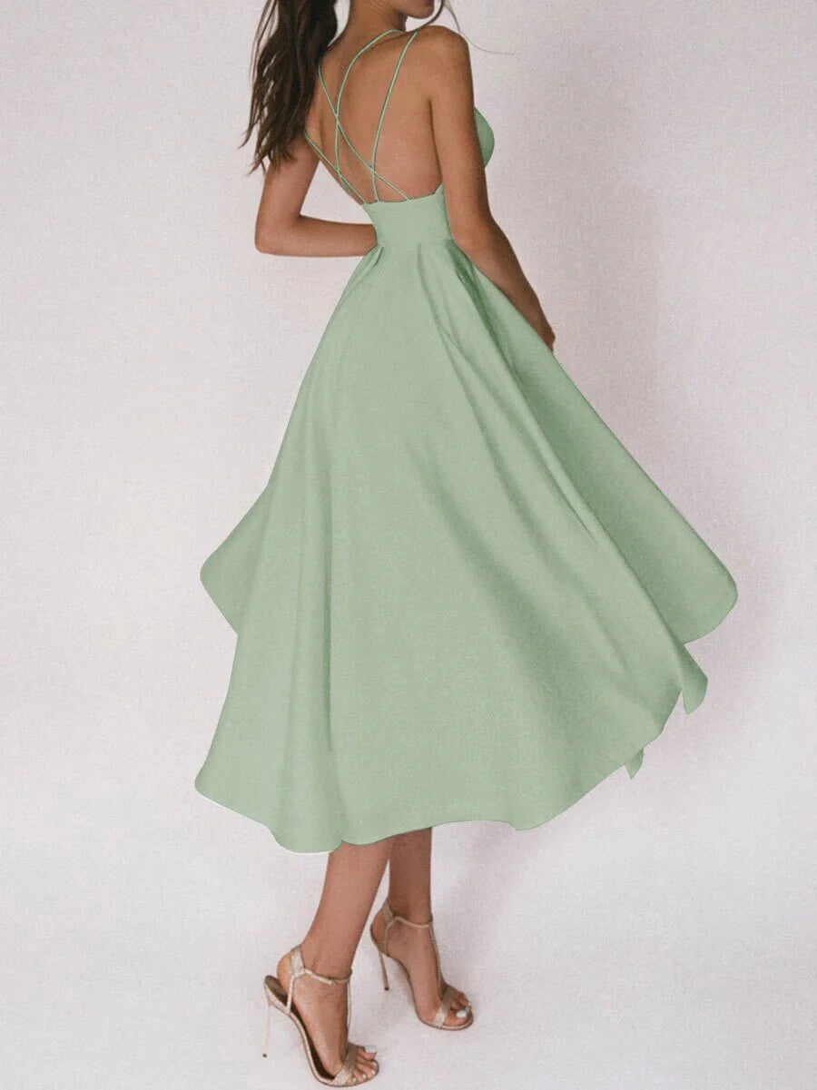Elegant V-neck dress with adjustable straps, available in a range of vibrant colours for stylish summer wear