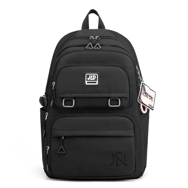 Large capacity nylon girls school backpack with anti-theft and waterproof features