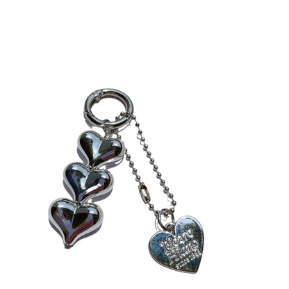 Acrylic peach-shaped key ring with love heart design and electroplated finish