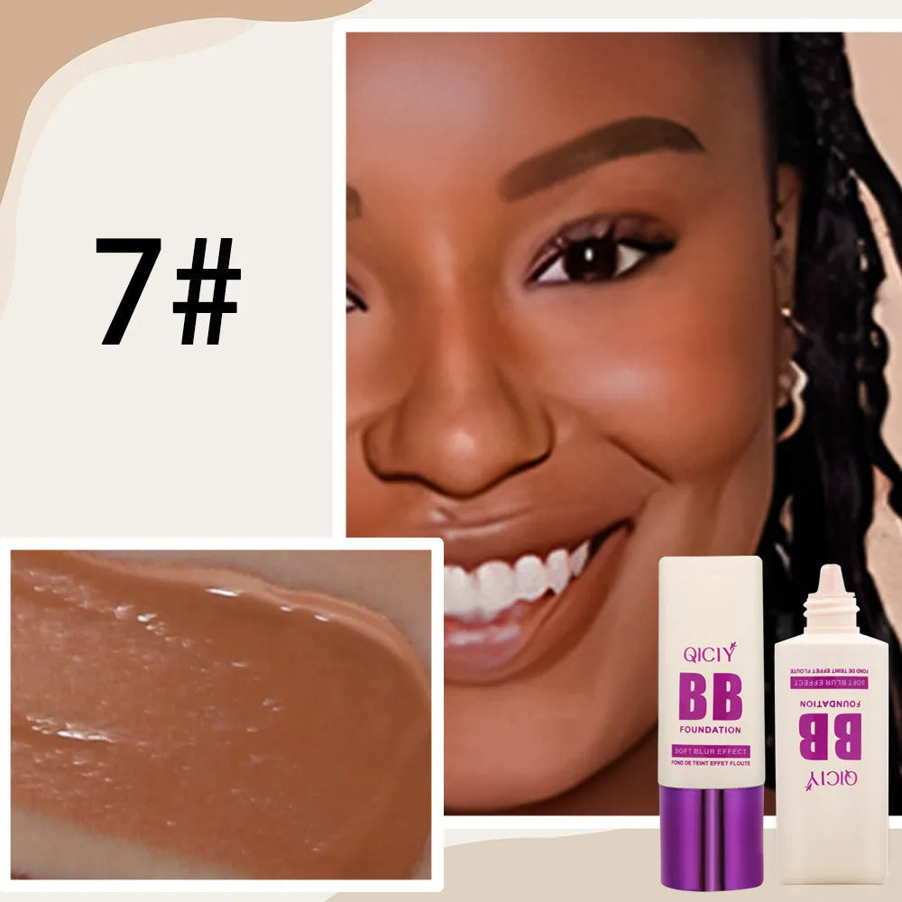 BB cream liquid foundation concealer bottle in one of 10 available shades with brightening properties
