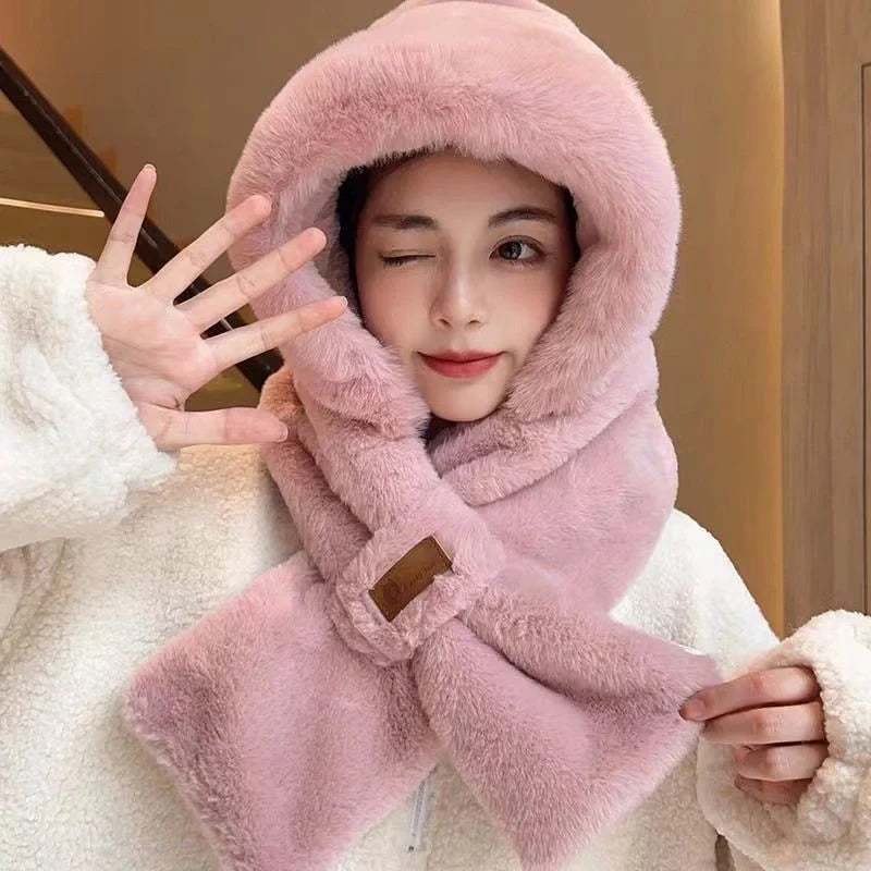 Cycling fleece-lined warm hat with ear protection in khaki, beige, pink, and grey