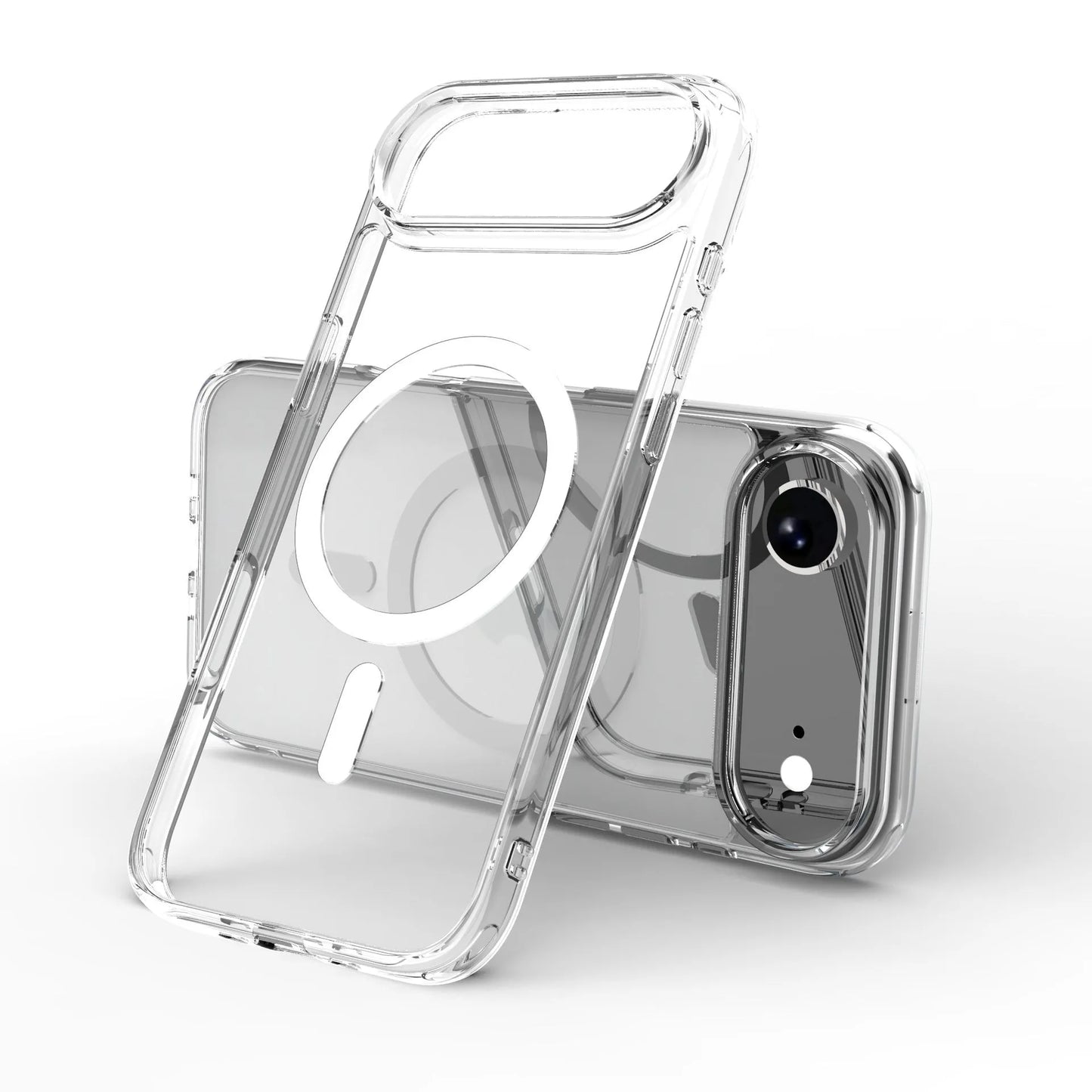 Transparent magnetic iPhone 17 AIR phone case showing TPU composite board construction