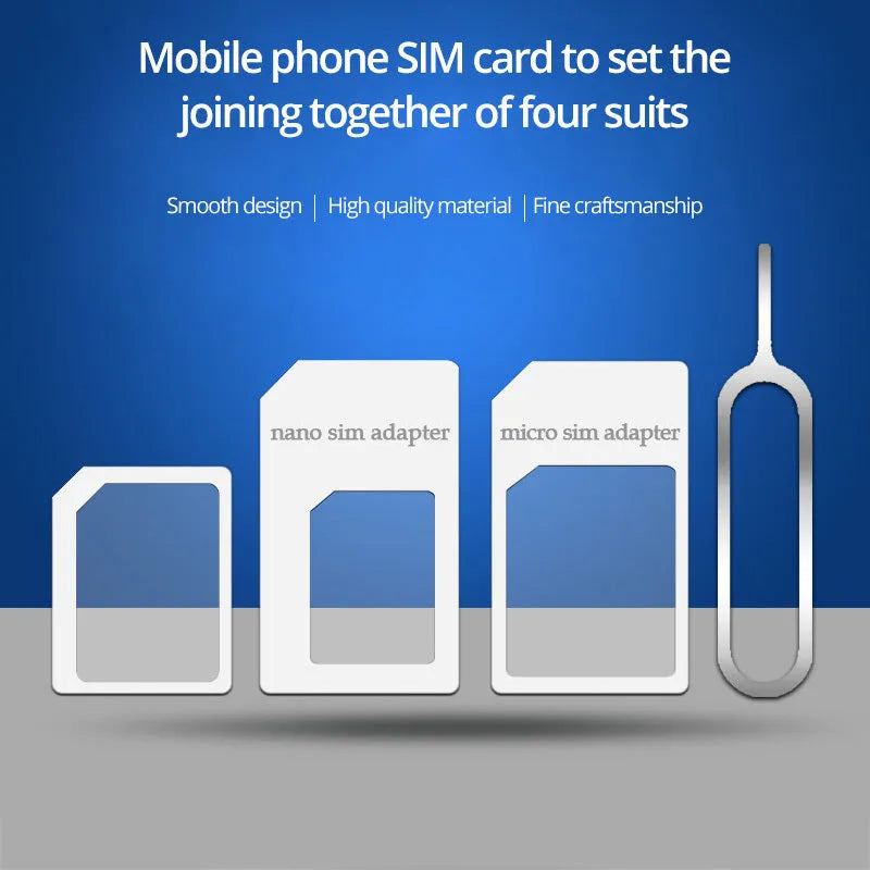 SIM restore four-in-one mobile phone card adapter set with three SIM converters and card picking pin