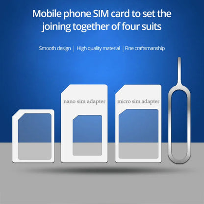 SIM restore four-in-one mobile phone card adapter set with three SIM converters and card picking pin