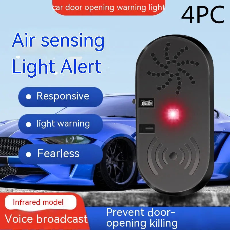 Black ABS car door open reminder alarm with infrared sensor and USB connection