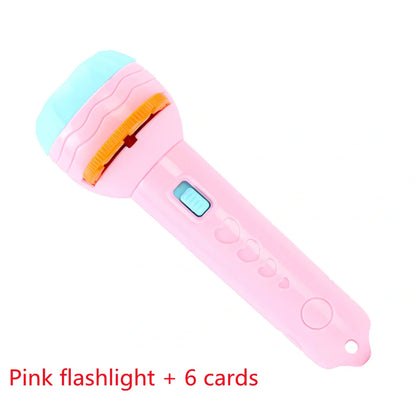 Red cartoon projection flashlight showing rotating lens mechanism for 80 pattern changes