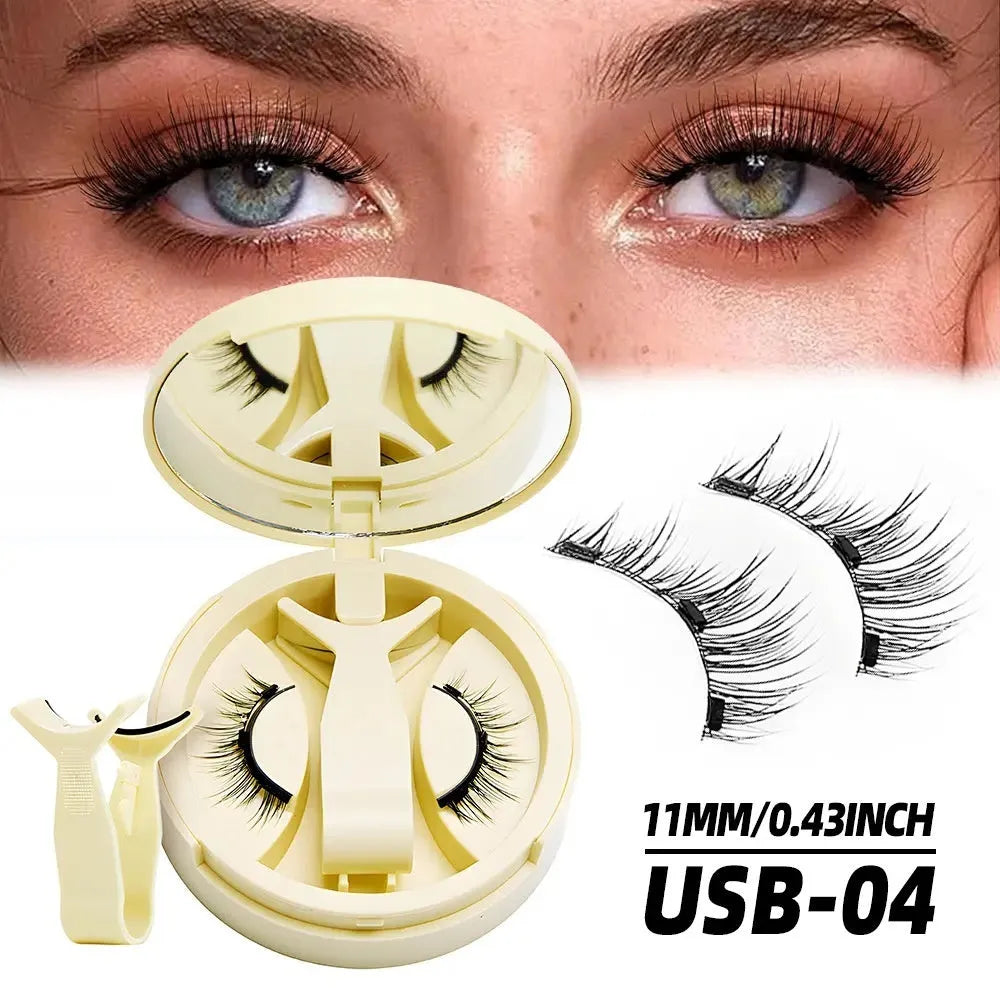 Magnetic suction false eyelashes with integrated soap holder, glue-free artificial fibre, 50g set, 75x75x25mm