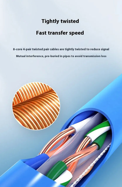 Reel of blue Category 6A oxygen-free copper network cable labelled 305 metres