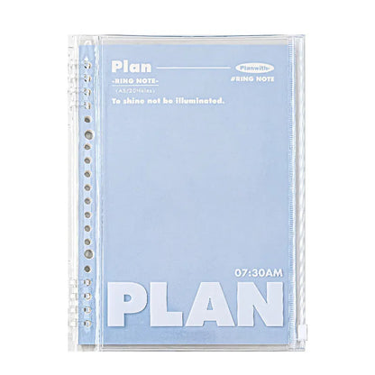 A5 PVC notebook holder in blue colour showing clear front panel with visible papers inside