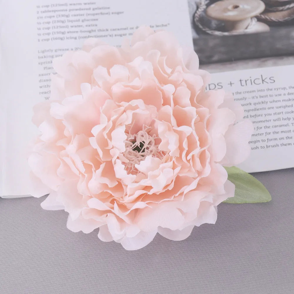 Silk simulation peony flower head in six colours for wedding decoration and photography props