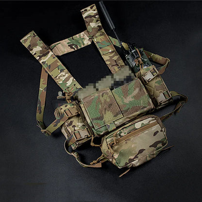 MK4 camouflage tactical chest vest with quick pull sleeve and expansion mount, imported nylon, average size