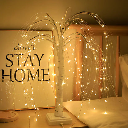 Copper wire decorative night light with 192 LEDs arranged in flexible 500mm tall display with warm white illumination