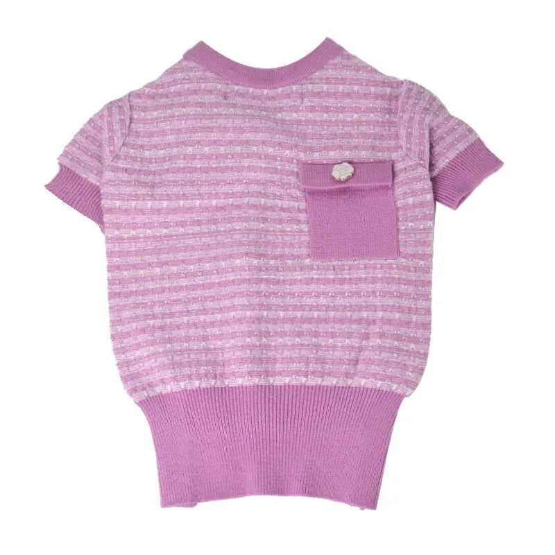 Miniature schnauzer wearing classic-style wool blend winter coat with ribbed knit trim