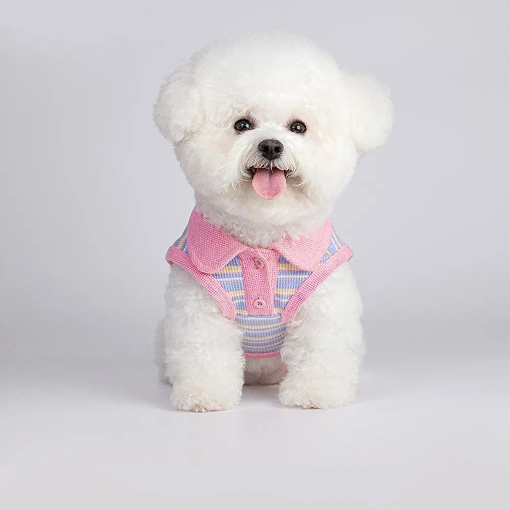 Pink purple autumn vest for small dogs with seven size options based on weight