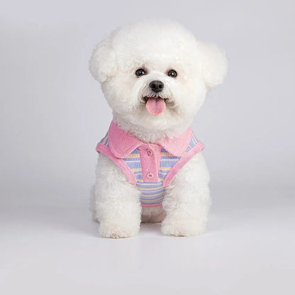 Pink purple autumn vest for small dogs with seven size options based on weight
