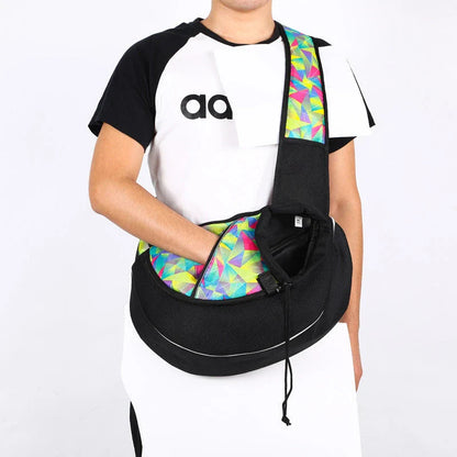 A stylish and secure crossbody carrier bag designed for transporting pets comfortably and safely
