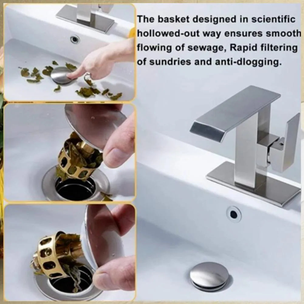 Copper manual press bounce filter element for single basin sink with white modern design