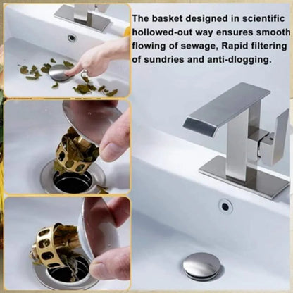 Copper manual press bounce filter element for single basin sink with white modern design