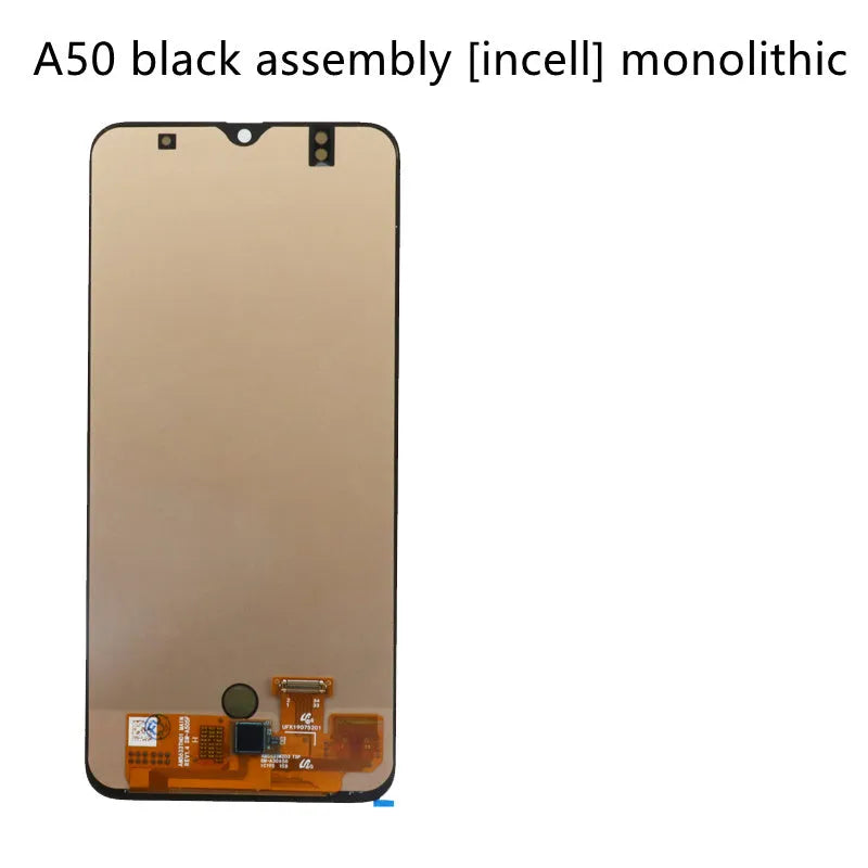 Oppo A50 A50S replacement LCD screen assembly with black bezel and pre-installed adhesive