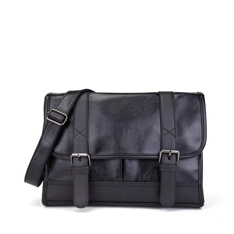 Black Korean-style commuter backpack with anti-theft features and contrast stitching