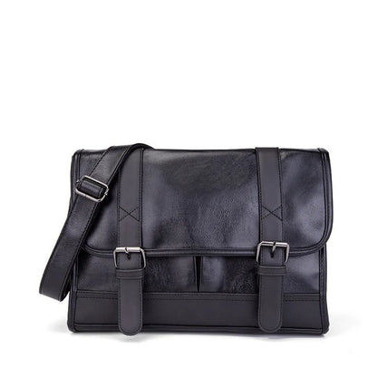 Black Korean-style commuter backpack with anti-theft features and contrast stitching