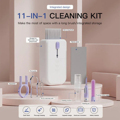 11 in 1 portable multifunctional electronic cleaning kit with storage box in blue colour