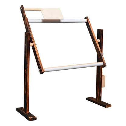 Vertical solid pine wood cross stitch frame with adjustable height on desktop