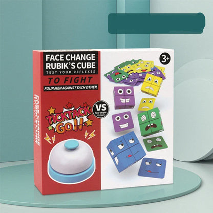 Clever Wooden Emoji Cube Puzzle - Educational Building Blocks for UK Children